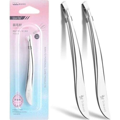 1PCS Eyebrow Hair Tweezers Professional Eyebrow Hair Removal Tweezer Flat Tip Tool Stainless Steel Convenient Small No Rust