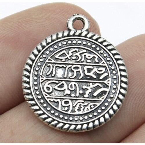 10pcs 19mm Pendant Jewish Kabbalah Plates Jewish Charm For Jewelry Making Antique Silver Color Kabbalah Pendants