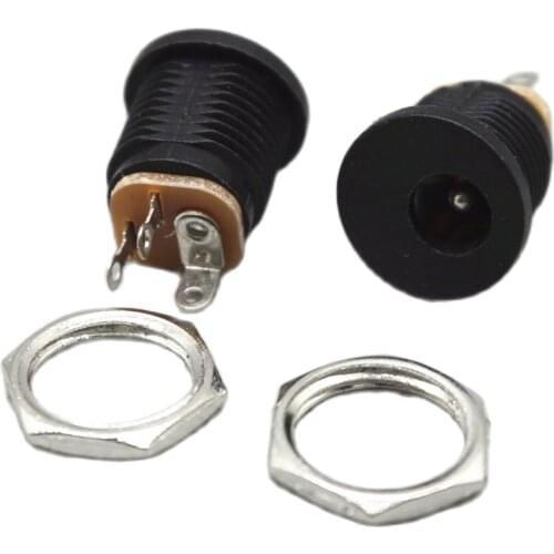 100PCS DC-022 DC power socket 5.5 - 2.5 mm DIP 3PINS Panel mounting With thread DC022 5.5*2.5