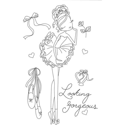 10x6 Girl dancing New Transparent Clear Rubber Stamp Sheet Cling Scrapbooking Photo Album PaperCard DIY Craft