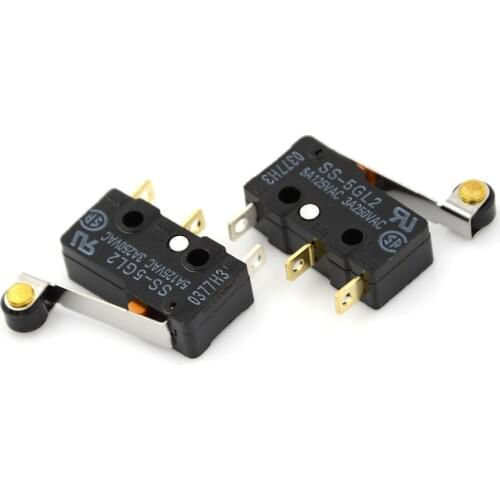 2pcs/lot Black SS-5GL2 Limit Switch Microswitch Hinge Roller Lever SPDT 3Pin Subminiature Basic