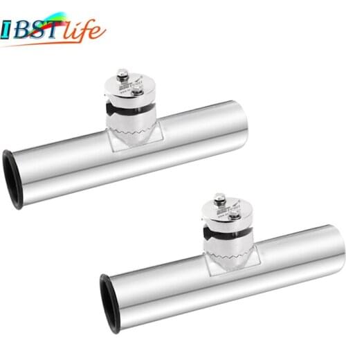2PCS Adjustable Rail Mount SS316 fishing rod rack holder pole bracket support with clamp on rail 3/4 to 1 inch boat hardware