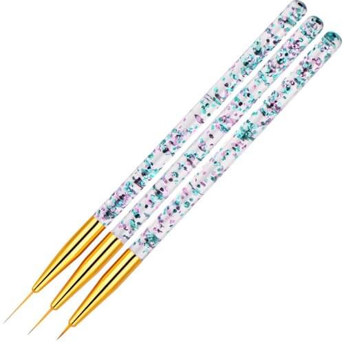 3Pcs/set Nail Art Transparent Handle Stripe Line Liner Painting Brush Acrylic Pattern Drawing DIY Pen Manicure Tool