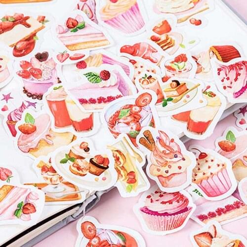 46 Pcs/box Strawberry Dessert Cake Cute Decorative Stationery Stickers Adhesive Scrapbooking Label Korean Diary Paper Sticker