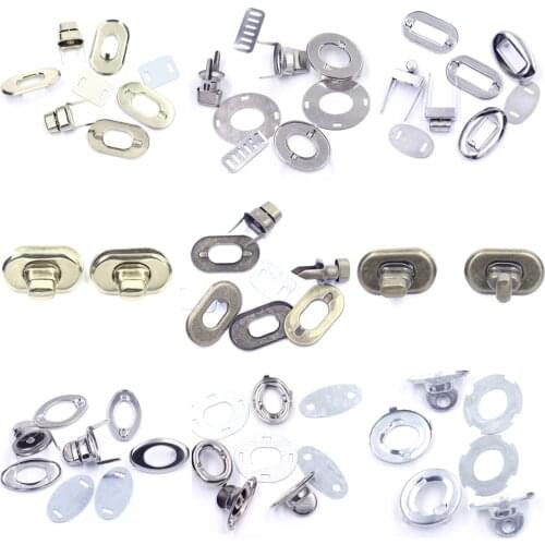 5 Sets DIY Men Women Leather Handbag Turn Lock Twist Shoulder Bag Closure Purse Clasps Buckle Crafts Hardware Parts Accessories