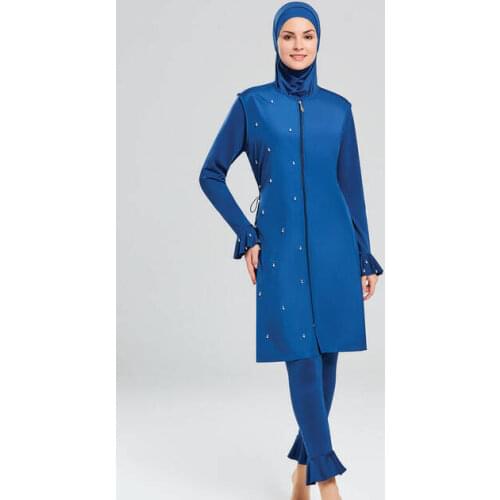 Adasea 1152-19 Full Off Hijab Swimwear Light Navy Blue