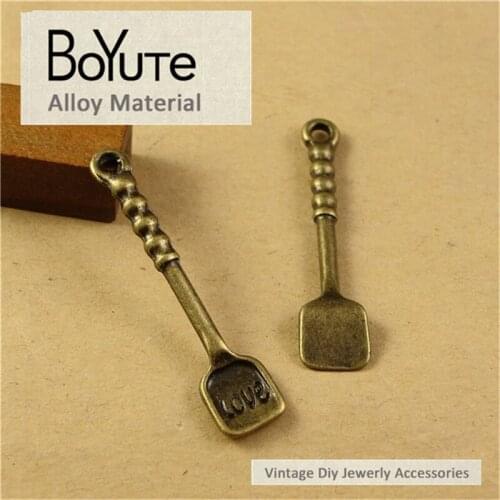 BoYuTe (50 Pieces/Lot) 36*8MM Vintage Antique Bronze Plated Zinc Alloy Scoop Love Spatula Dangle Pendant for Jewelry Findings