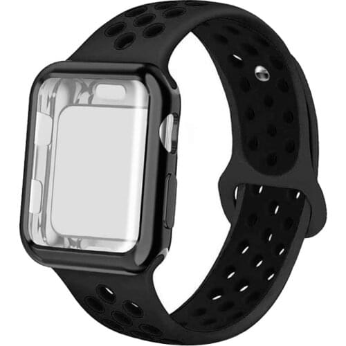 Watch case&strap for apple watch band 42mm 38mm 44mm 40mm apple watch 5/4/3/2/1 silicone belt watchband for iwatch Accessories