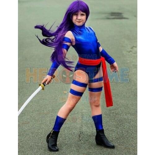 Kids Psylocke Suit X-men Cosplay Costume Zentai Catsuit XMEN Leotard Girls Bodysuit