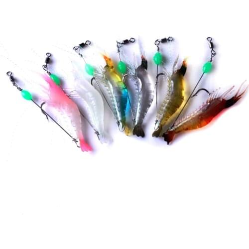 HENGJIA 6pcs/lot Soft Plastic Shrimp Fishing Lure 8cm 5.3g Lifelike Shrimp Silicone Bait