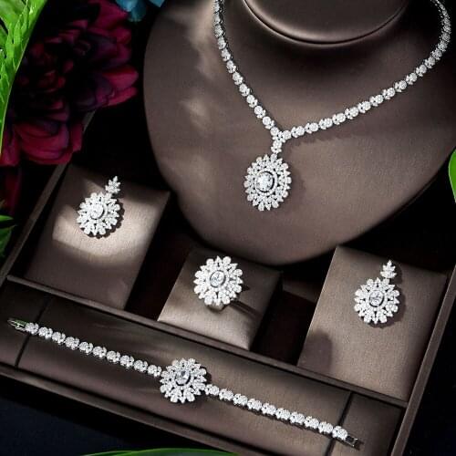 HIBRIDE Famous 2020 Charms Wedding Jewelry Sets Making Jewelry Sets For Women Statement Necklace Earrings Accessories N-1198