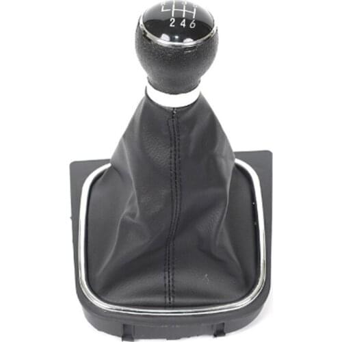 Chrome & Leather Car Shift Gear Knob Lever Gaitor Boot Cover For VW EOS 2009 2010 2011 2012 2013