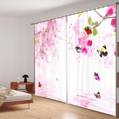 Customized Beautiful flowers Luxury 3D Blackout Window Curtain Drapes For Living room Bed room Hotel Wall Tapestry Cortinas