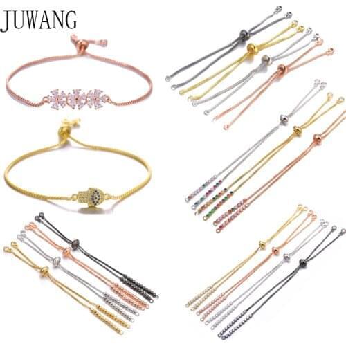 JUWANG Handmade DIY Women Bracelets Making Metal Gold Rose gold Copper Adjustable Slider Chains Bracelet Connector Supplies