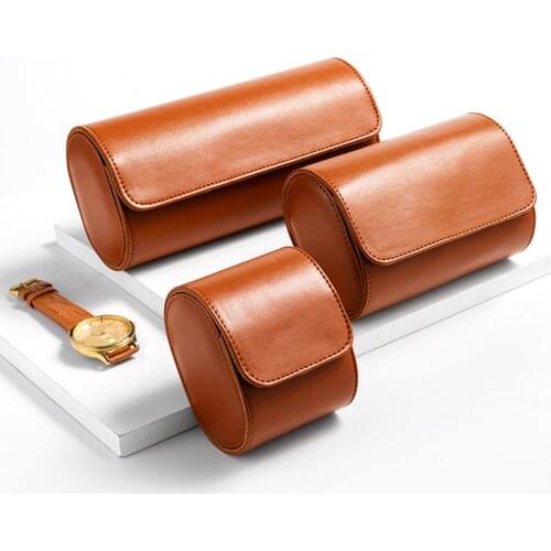 PU Leather 3 Slots Watch Box Portable Vintage Jewelry Watch Roll Storage Box with Slid in Out Organizer Holder Men Women Gift