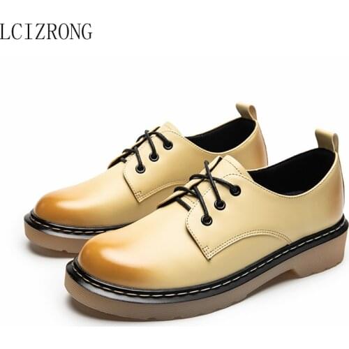 LCIZRONG Autumn New Single Shoes Women Gradient Color Retro Womens Shoes College Style Girls Retro Round Head Shoes