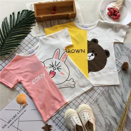 Tonytaobaby Summer New Style Boys and Girls Breathable Pure Cotton Color Blocking Off Shoulder T-shirt Short Sleeve
