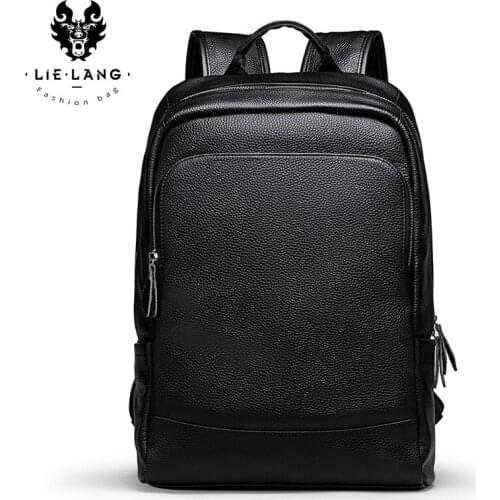 LIELANG Men Genuine Leather Backpack External USB Charge Waterproof Backpack Fashion Travel Bag Casual School Bag bookbag