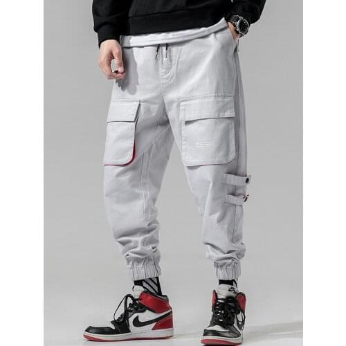 EL BRACO 2019 New Cotton Casual Harem Pants Men Hip Hop Streetwear Male Cargo Pants Black Grey Pockets Pencil Trousers Joggers