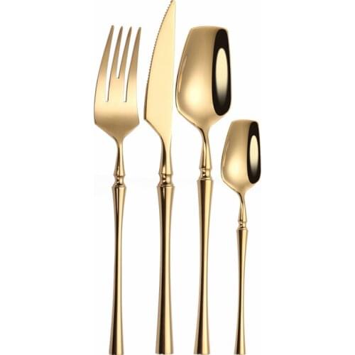 Stainless Steel Cutlery Set Gold Dinnerware Set Western Food Cutlery Kitchen Tableware Dinnerware Forks Knives Spoons Dinner Set