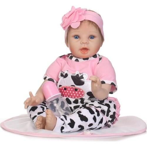 New Arrival Soft Silicone Reborn Baby 22 Inch Cloth Body Lifelike Baby Dolls rooted Hair Girl Bebe Alive Doll Xmas Gifts