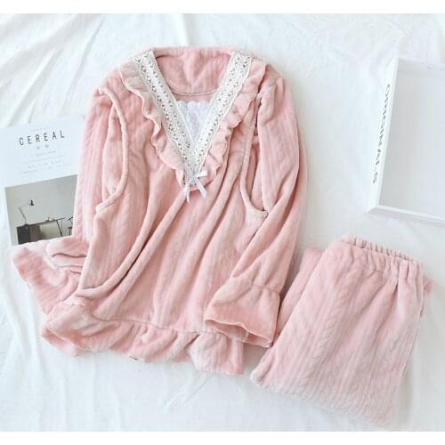 Autumn And Winter Confinement Clothing Flannel And Postpartum Thick Autumn Set Month Womens Sleepwear