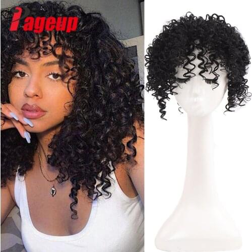 PAGEUP Natural color/yellow hair top hair curly hair wig ladies breathable hair net base fringe clip hair wig short curly hair