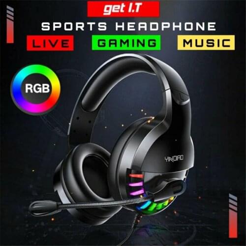 Wired Gaming Headset with Microphone Deep Bass Stereo Gamers Headphones LED RGB Light for PS4 Laptop PC Gamer Headphone Earphone