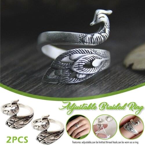 Adjustable Knitting Loop Crochet Loop Knitting Accessories Phoenix Ring Yarn Guide Finger Holder Knitting Thimble Crafts DIY A3