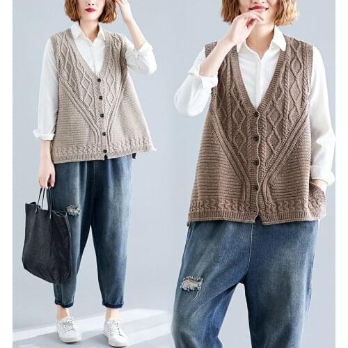 Woolen Vest For Women Loose Sweet Top 2020 Spring Autumn Solid color cardigan Plus Size Vests Office Ladies Tops 3XL 4XL