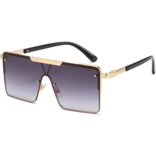 Large box RETRO SUNGLASSES for men / womens gradual female Metal Oval shadow high quality top metal female square luxury UV400
