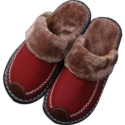 Slippers Warm Cotton Shoes Women Winter Indoor Thick-soled Household Shoes Wool Couples Non-slip Wear-resistant Waterproof