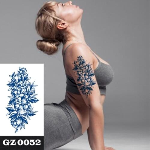 1Pcs Herbal Extracts Juice Tattoo Peony Flowers Body Art Waterproof Temporary Tattoo Sticker For Men Women