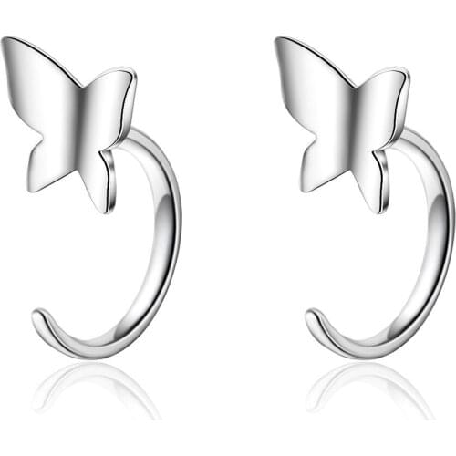 Utimtree Minimalist boucle d'oreille 925 sterling silver Butterfly Earrings Jewelry for Women Girls Gifts Korean Stud Earring