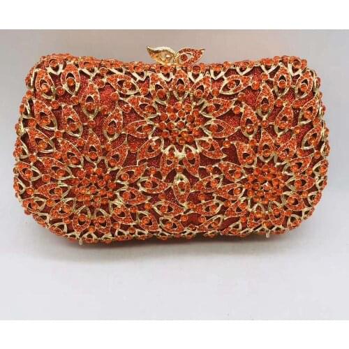 Red Color Crystal Evening Bags Clutches bags Wedding Purse Top Quality Bridal Evening Clutch Handbag Fashion Female Diamond Bag