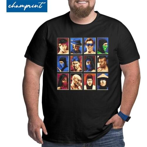 Vintage Mortal Kombat II T-Shirts Character Select 16 Bit Retro Gamer Collage Men T Shirts Big Tall Tees Large 5XL 6XL Clothes