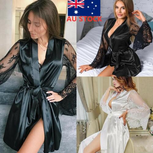 Womens Perspective Pajamas Sexy V-Neck Lace Mesh Lace Nightdress Sleepwear