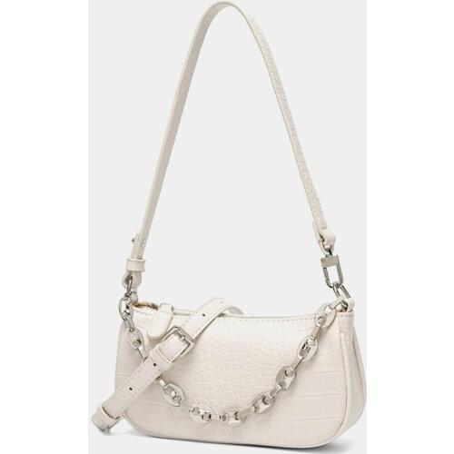 Crocodile cowhide ladies handbag natural cowhide shoulder bag underarm bag leather baguette