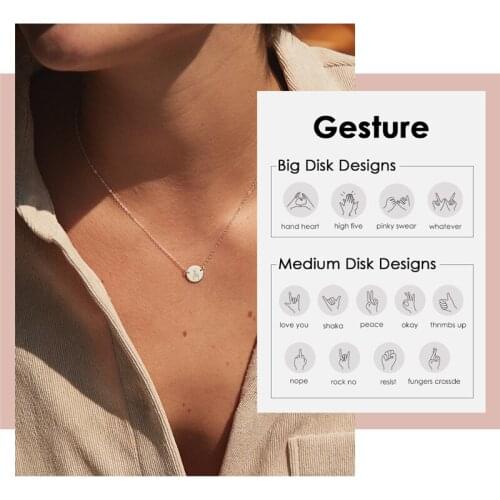 Visunion Minimalist Pattern Necklace Simple Gestures 316L Stainless Steel Choker Necklace Female Gold Silver Color Jewelry Gift