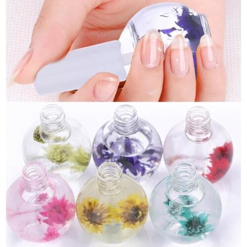 1 Bottle 15ml Dried Flowers Softener Nutritional Cuticle Oil Treatment Nutritious Gel Polish Cuticle Nail Art Tool Nail Care Oil