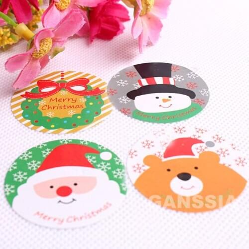 100pcs/lot Dia 3.5cm Christmas series gift seal stickers Kawaii snow man funny sticker School stationery supplies (ss-1485)