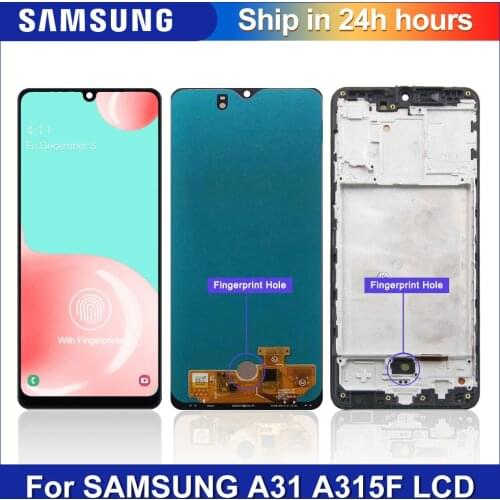 100% Test AMOLED For Samsung Galaxy A31 A315 LCD Display Touch Screen Digitizer For Samsung A31 A315 Display with Frame