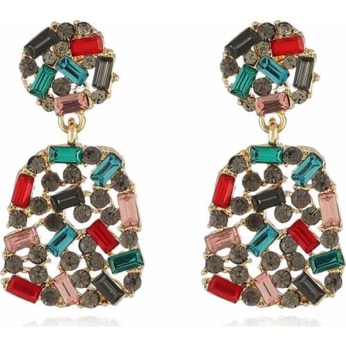 12pcs/lot Party New Fashion Handmade Multicolor Rhinestone Ladies Long Earrings