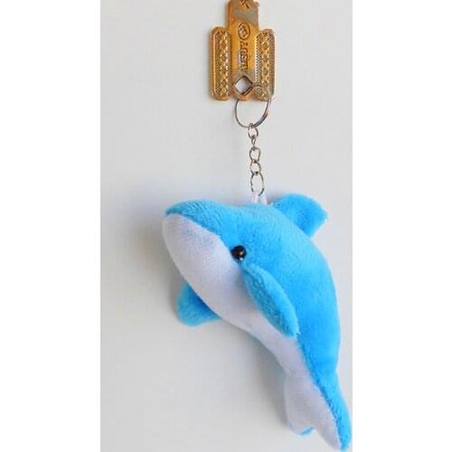 2pc 3D Cute Dolphin Plush Doll Keychain Woman Bag Charms Fluffy Pom Pom Whale Key Ring Holder Fish Pendant Trinket Party Gift