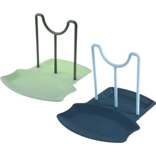 2 Pack Multifunction Kitchen Spatula Rack,Spoon Rest,Pot Cover Holder for Kitchen Stove Top(Blue & Green)