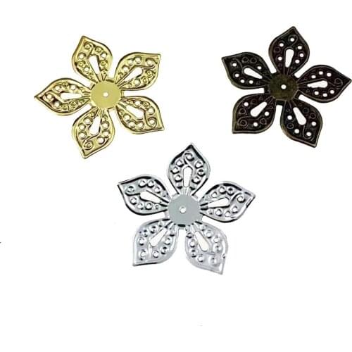 20pcs 40mm Filigree Pentagonal Wraps Metal Charms For Embellishment Scrapbook DIY Jewelry Metal Craft Wraps