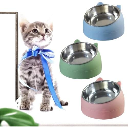200ml/400ml Stainless Steel Round Ergonomics Pet Feeding Bowl 15 Degree Tilt Design Non-slip Dog Cat Bowls Pet Supplies