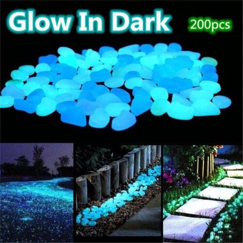 200 Pcs Garden Decor Luminous Stones Glow In Dark Decorative Pebbles Outdoor Fish Tank Decoration Pebble Rocks Aquarium