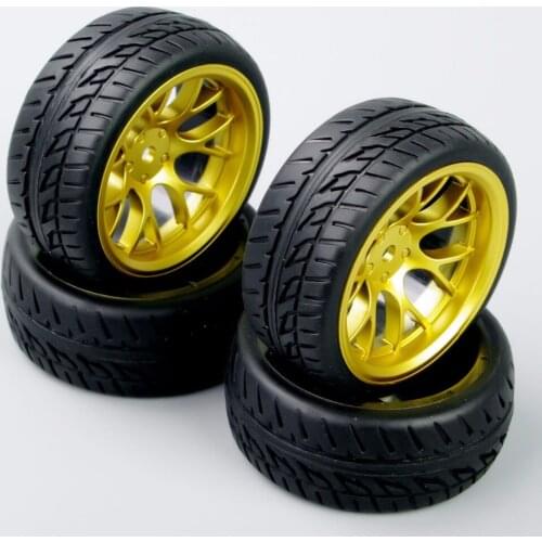 4 PCS 12mm Hex RC Car Accessories 1/10 Tires & Wheel Rim For HSP HPI RC 1:10 On-Road RC Car DHG+PP0150