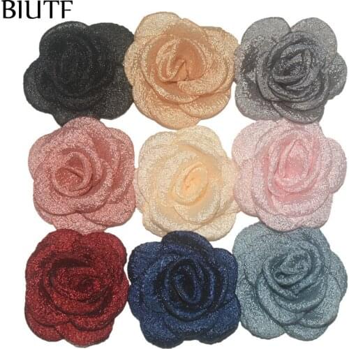 40pcs/lot 2'' Burned Fabric Rose Flower Rolled Seersucker Camelia Flora Super Cute Headwear Hairpin Accessories TH286